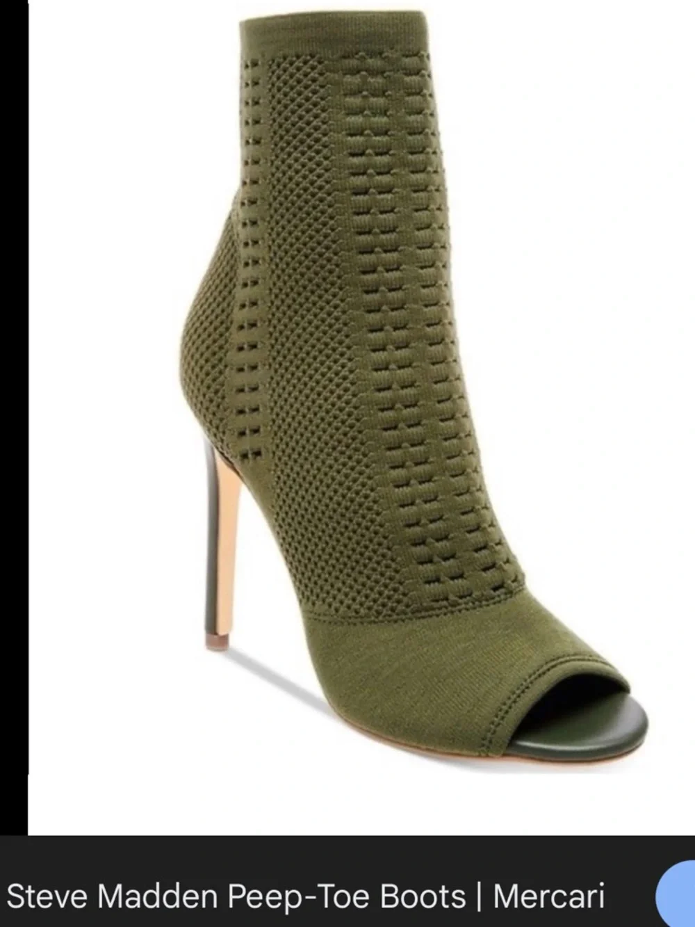 Steve Madden Olive Peep Toe Candid Knit Sock Heels🍸 - Picture 9 of 11